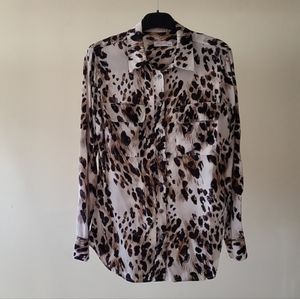 Equipment Signature Slim Leopard Print Silk Blouse